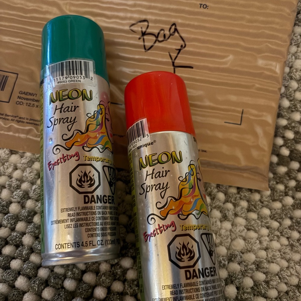 Neon Hair Spray Set - Green and Orange